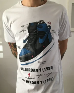 remera blanca con estampa air jordan