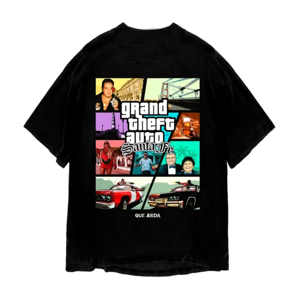 Remera oversized GTA Santa Fe negra - dorso