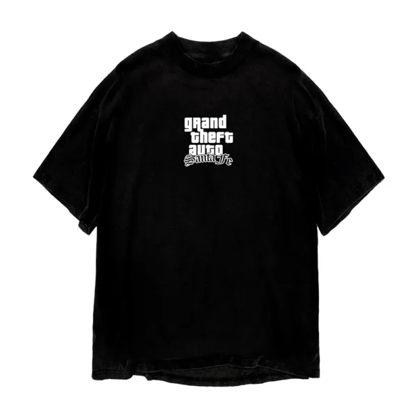 Remera oversized GTA Santa Fe negra frente